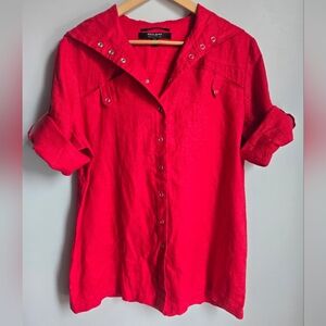 COUPÉ COLLECTION Red Linen Hooded Jacket